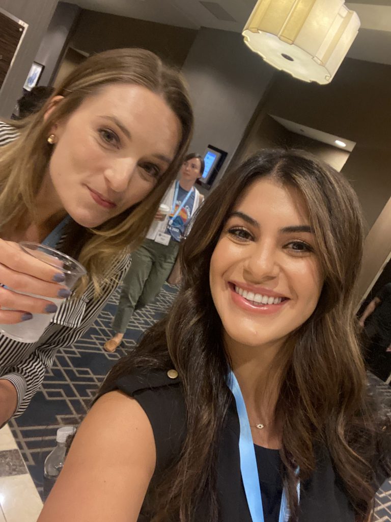 LA Best Babies Network's Public Health Research Associates Martha Bock (left) and Kayla Kakavand (right) are pictured at the Postpartum Support International Conference.  