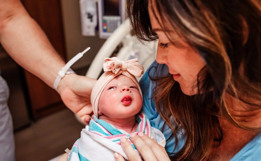 Mom with newborn baby